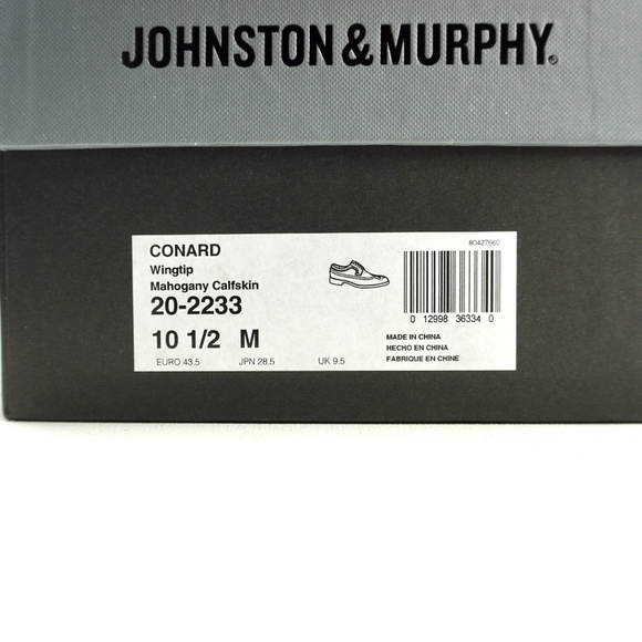 Johnston Murphy Men 10.5 Conard Mahogany Calf Skin Wingtip Oxford Shoes Cap Toe - Picture 2 of 16